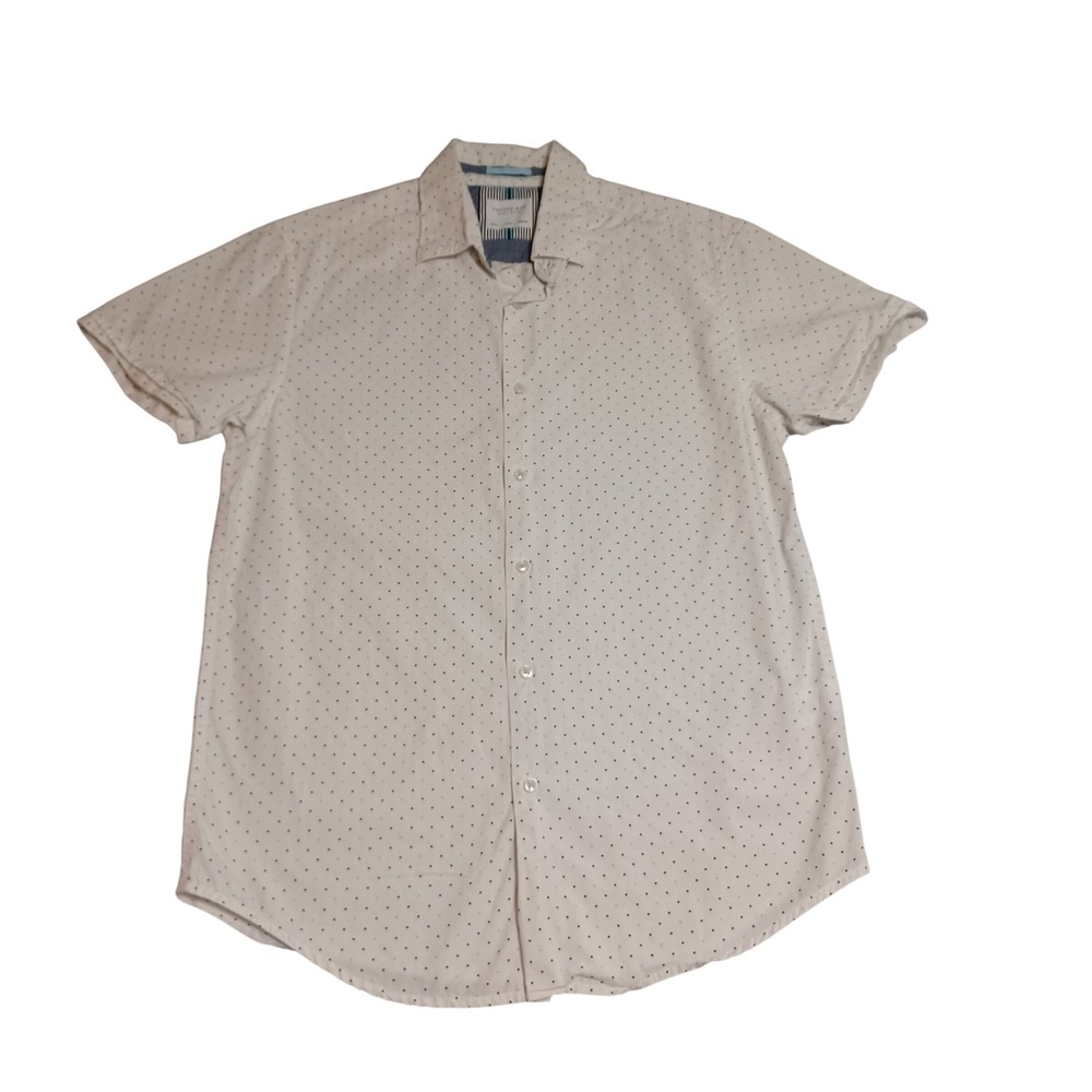 Cactus Man Ricky Singh Mens Small White Polka Dot Short Sleeve Button Down Shirt